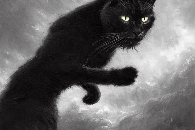Prompt: artstation concept of a black cat as a dark lord fighting a battle against humans, war background, battle of the ages, hyperdetailed, artstation trending, world renowned artists, worth1000.com, historic artworks society, antique renewel, cgsociety, by greg rutkowski, by Gustave Dore, Deviantart