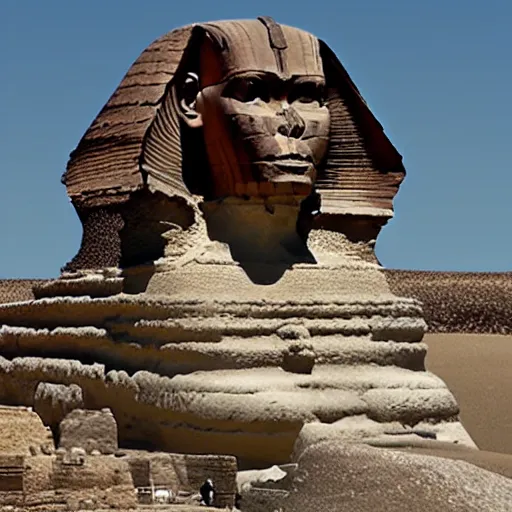 Image similar to the sphinx in a stopmotion set