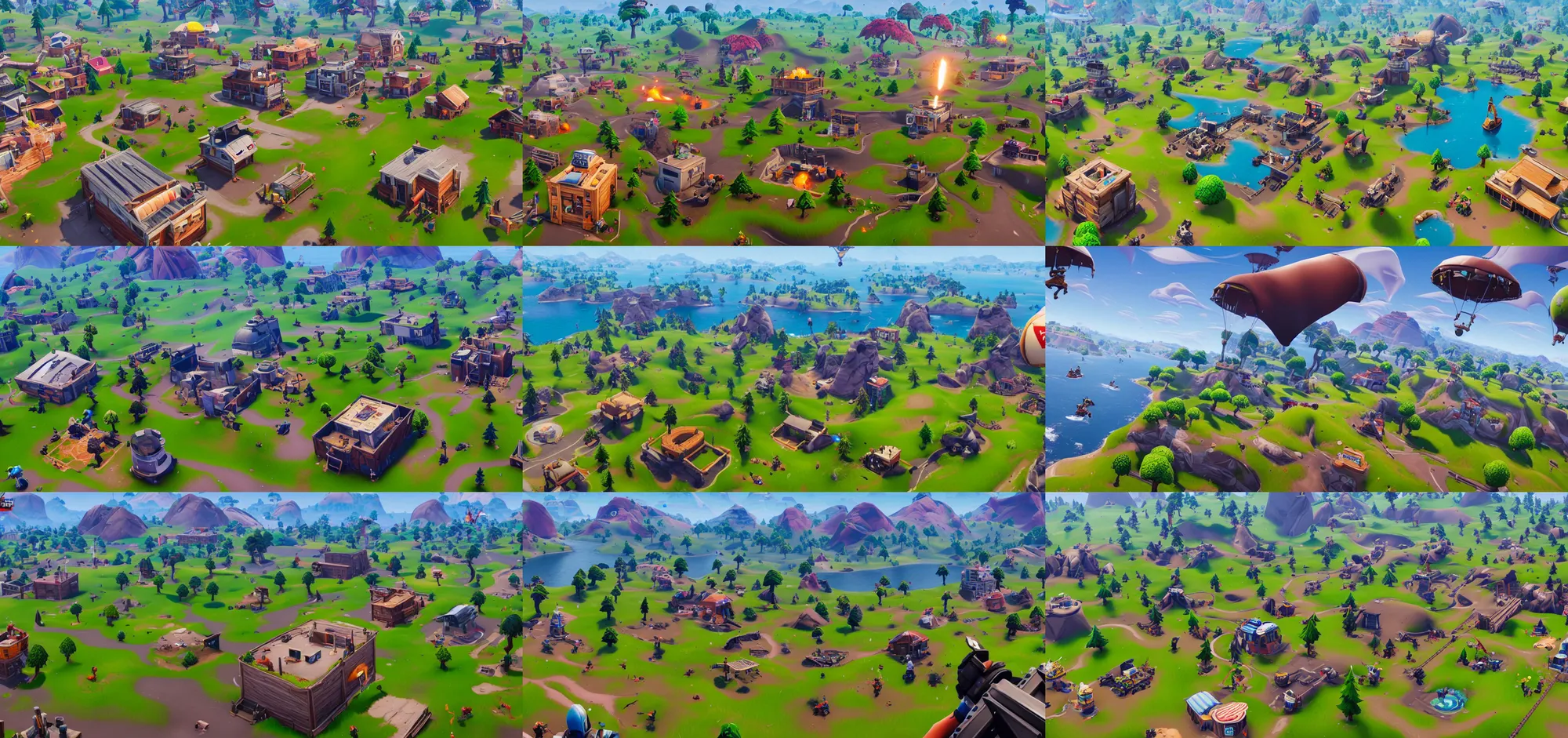 Prompt: Fortnite map over view