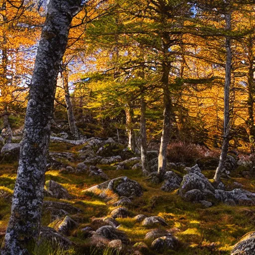 Prompt: autumn light in glenn affric