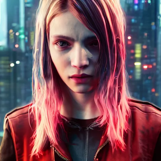 Prompt: fine details portrait of girl, style of cyberpunk, Hyper-realistic, 4K, Unreal Engine, Highly Detailed