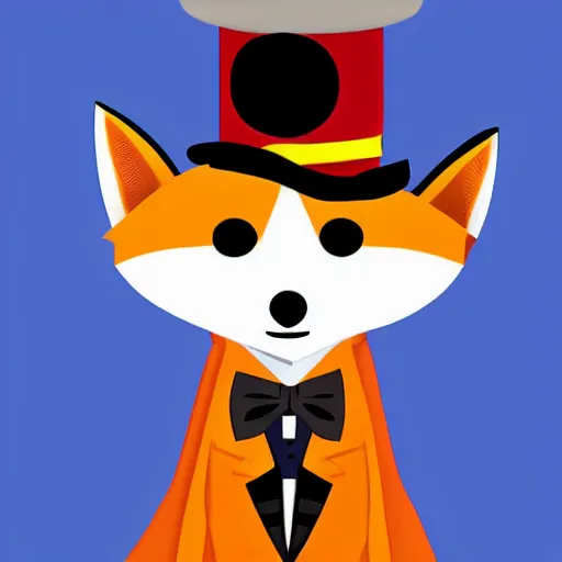 Prompt: an anthropomorphic red fox in a fancy suit, top hat and a monocle, digital art, by Disney