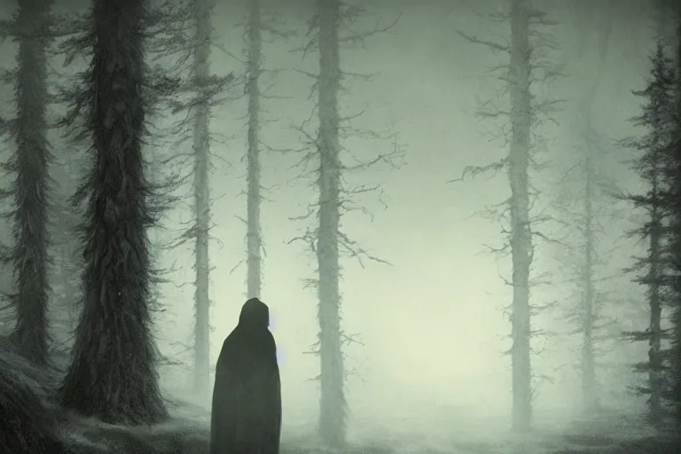 Image similar to a scary dark shadowlike man staring at you in a swedish forest, very low angle photograph, very detailed, trending on artstation, realistic, soft colors, illustration by john bauer, simon stålenhag, horror, creepy