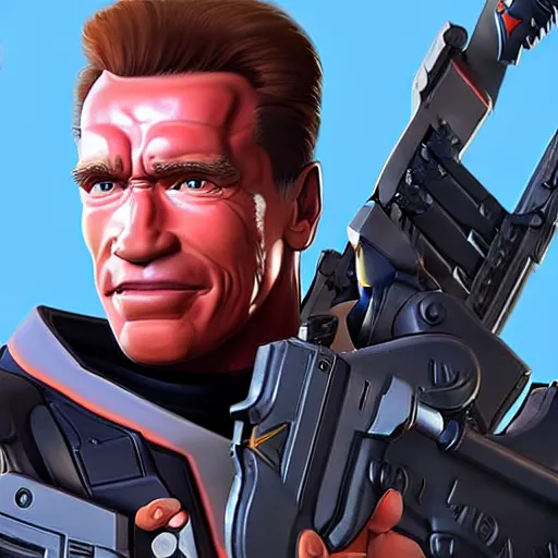 Image similar to a screenshot of arnold schwarzenegger as soldier 7 6 in overwatch