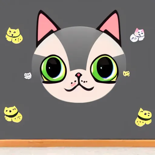 Prompt: surprised cat sticker illustration