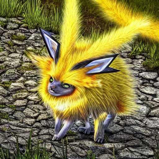 Image similar to national geographic photo of jolteon, pokemon in the wild, intricate, portrait, 8 k highly professionally detailed, hdr, award winning