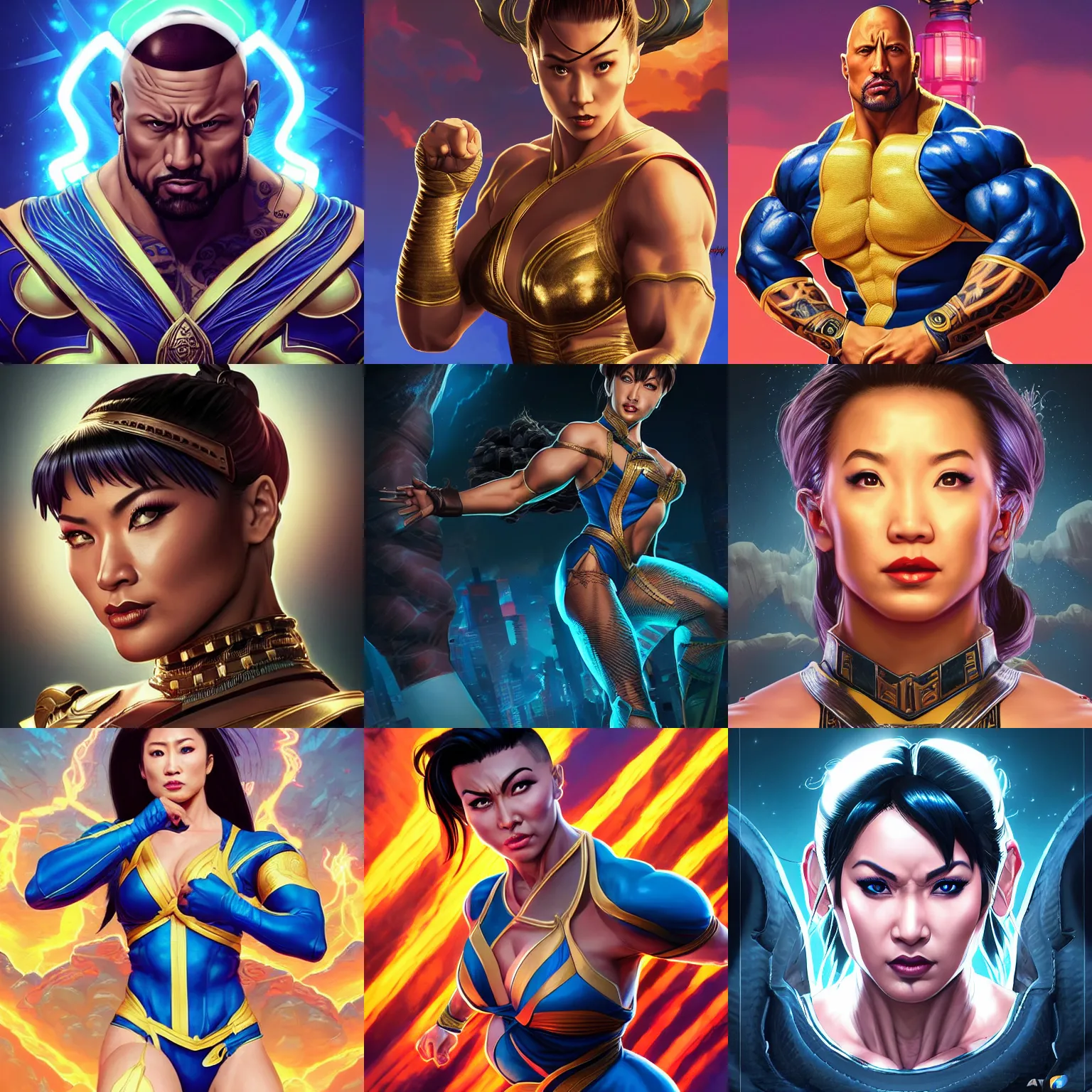 Prompt: portrait isometric drawing, dwayne johnson in chun li costume, intricate, epic lighting, cinematic composition, hyper realistic, 8k resolution, unreal engine 5, by Artgerm, tooth wu, dan mumford, beeple, wlop, rossdraws, James Jean, Andrei Riabovitchev, Marc Simonetti, yoshitaka Amano, Artstation