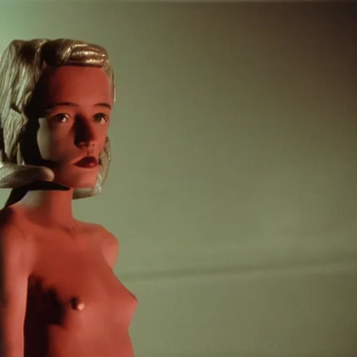 Image similar to movie still of the alien girl, cinematic composition, cinematic light, by david lynch