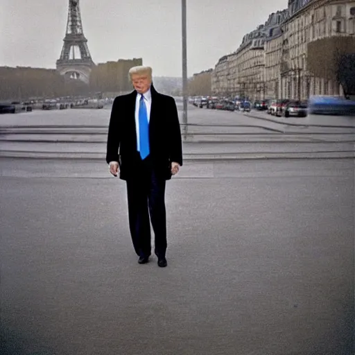 Prompt: donald trump in paris, photo by anne liebovitz