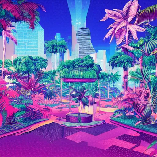 Image similar to vaporwave jungle