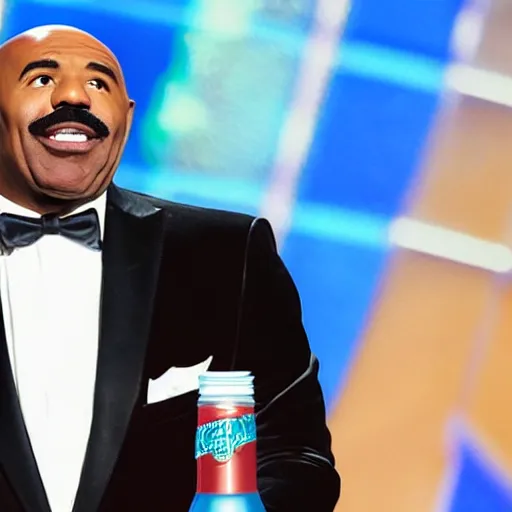 Prompt: steve harvey drinking blue coke