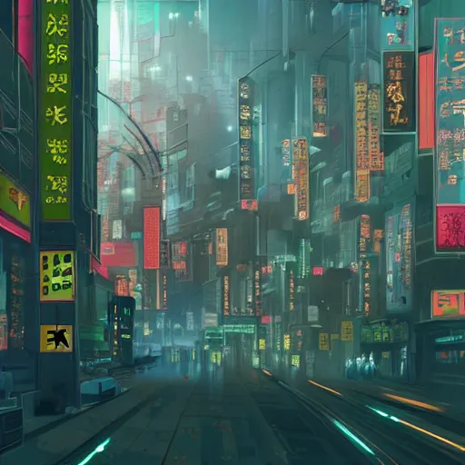 Prompt: oriental painting of cyberpunk hong kong in the year 2 0 4 7