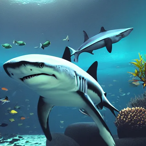 Image similar to shark anthony, in the style of fvckrender, ultra super mega photorealistic, portrait, unreal engine 5, aquarium,