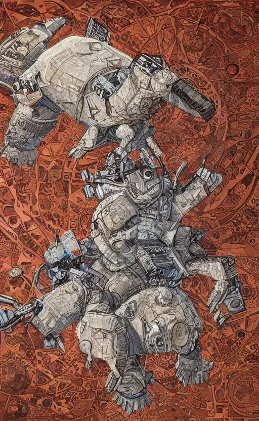 Prompt: an impressive gigantic intricate detailed mural painting of an ice bear flyintg to mars by onur dinc