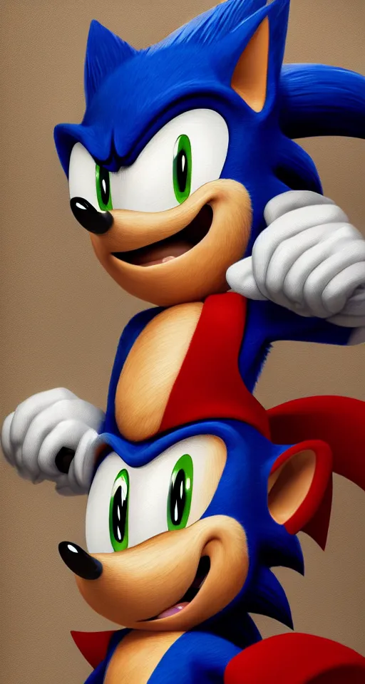 Studious Portrait Painting Of Sonic The Hedgehog, | Stable Diffusion ...