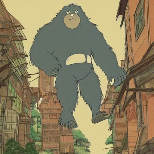 Image similar to bigfoot in studio ghibli