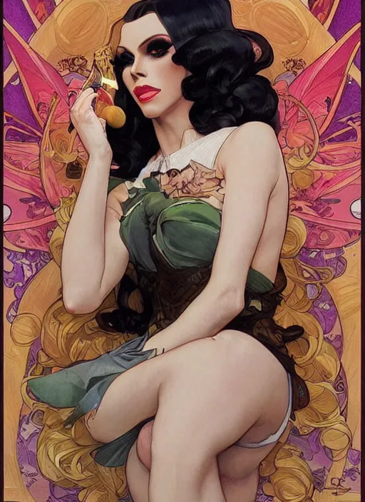 Image similar to katya, drag queen, painting by artgerm and greg rutkowski and alphonse mucha