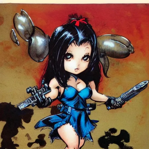 Prompt: original chibi bunny girl frazetta, kelly, bisley