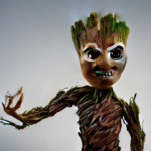 Prompt: generate groot character in a nutshell, fine, hd, octane render,