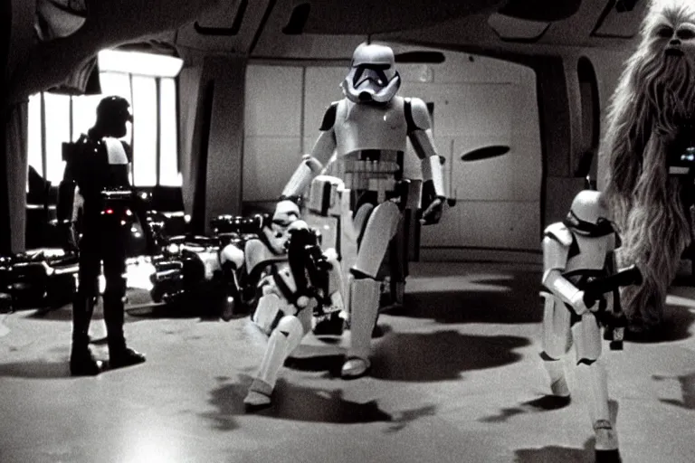 Prompt: screenshot from Stanley Kubrick film Star Wars