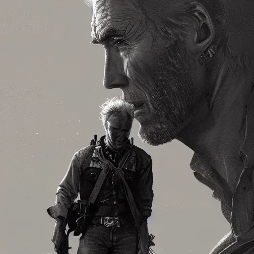 Image similar to ¾ profile, highly detailed portrait clint eastwood of cowboy in gta v stephen bliss unreal engine fantasy art by greg rutkowski loish rhads ferdinand knab ma