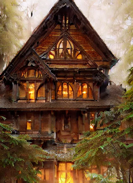 Image similar to wooden house in a wood musically gifted intricate, elegant, highly detailed, digital painting, artstation, concept art, smooth, sharp focus, illustration, art by artgerm and greg rutkowski and alphonse mucha