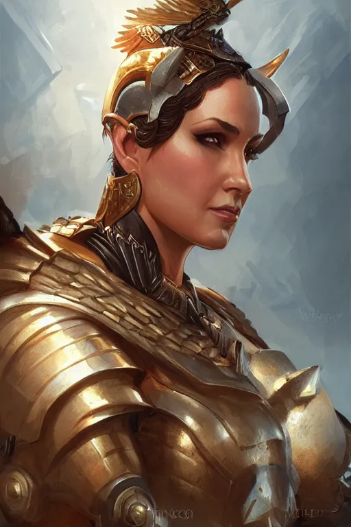 Image similar to amazon valkyrie athena, d & d, fantasy, portrait, highly detailed, headshot, digital painting, trending on artstation, concept art, sharp focus, illustration, art by artgerm and greg rutkowski and magali villeneuve