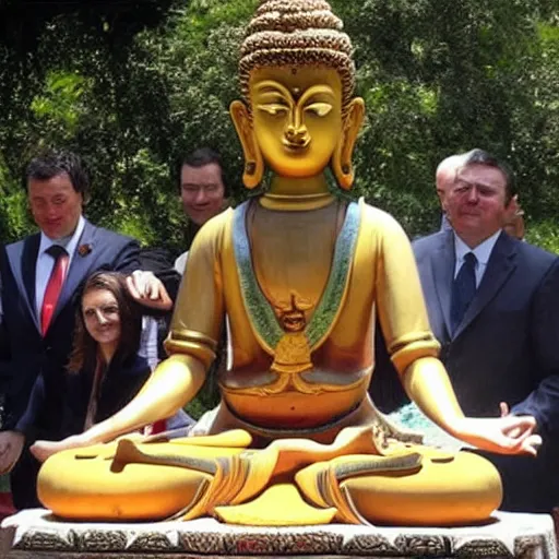 Image similar to Matteo Renzi reaching the Bodhisattva status in lotus pose