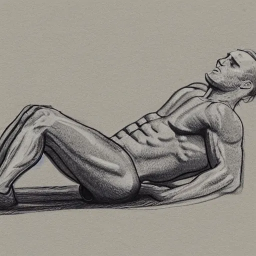 Image similar to sketch of a man doing situps