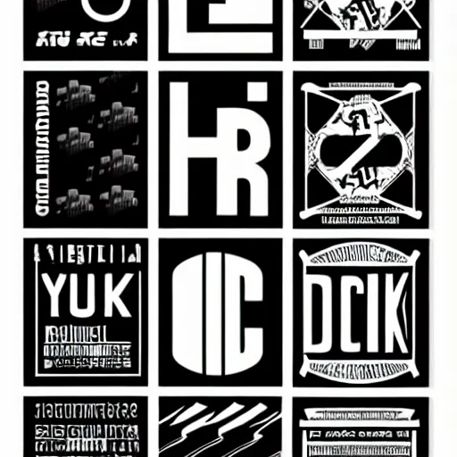 Image similar to black on white graphic design stickers in style of david rudnick, eric hu, acid, y 2 k, brutalism