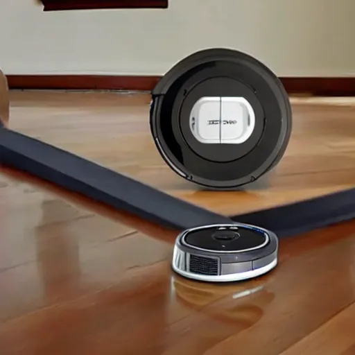 Image similar to dash cam footage of a Roomba in Jeff Bezos' house
