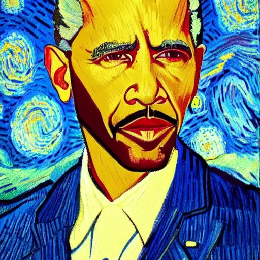 Image similar to a perfect fusion of Barack Obama and Joe Biden, style of Vincent Van Gogh, presidential fusion, mix of Biden and Obama, presidential cross, portrait, oil painting by Van Gogh, 4k photograph of painting