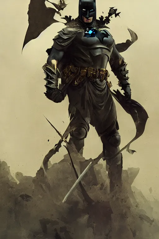 Image similar to batman, legendary warrior, heroic fighter, decorative ornaments, battle armor, by carl spitzweg, ismail inceoglu, vdragan bibin, hans thoma, greg rutkowski, alexandros pyromallis, perfect face, sharply focused, sharply detailed, centered, realistic shading