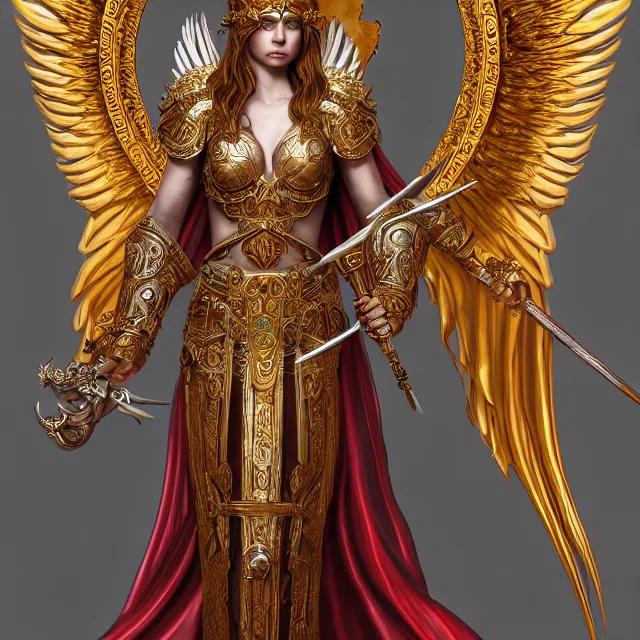 Image similar to beautiful angel warrior queen in ornate robes, highly detailed, 8 k, hdr, award - winning, trending on artstation, ann stokes