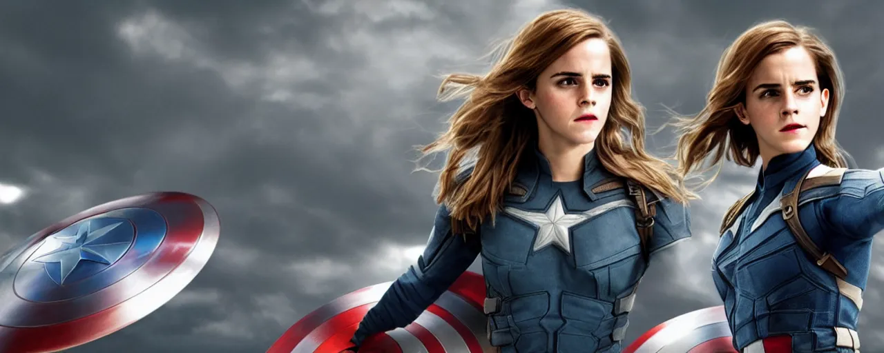 Prompt: Emma Watson as Captain America