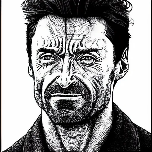 Image similar to “ hugh jackman retro minimalist portrait by jean giraud, moebius starwatcher, comic, 8 k ”