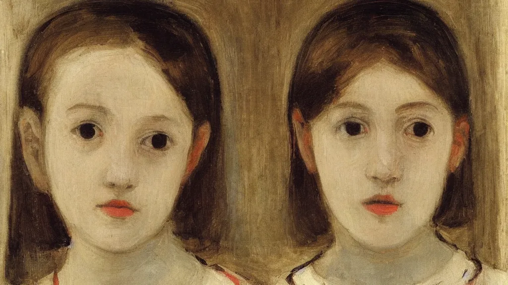 Prompt: A decent young girl portrait by Piet Mondrian.