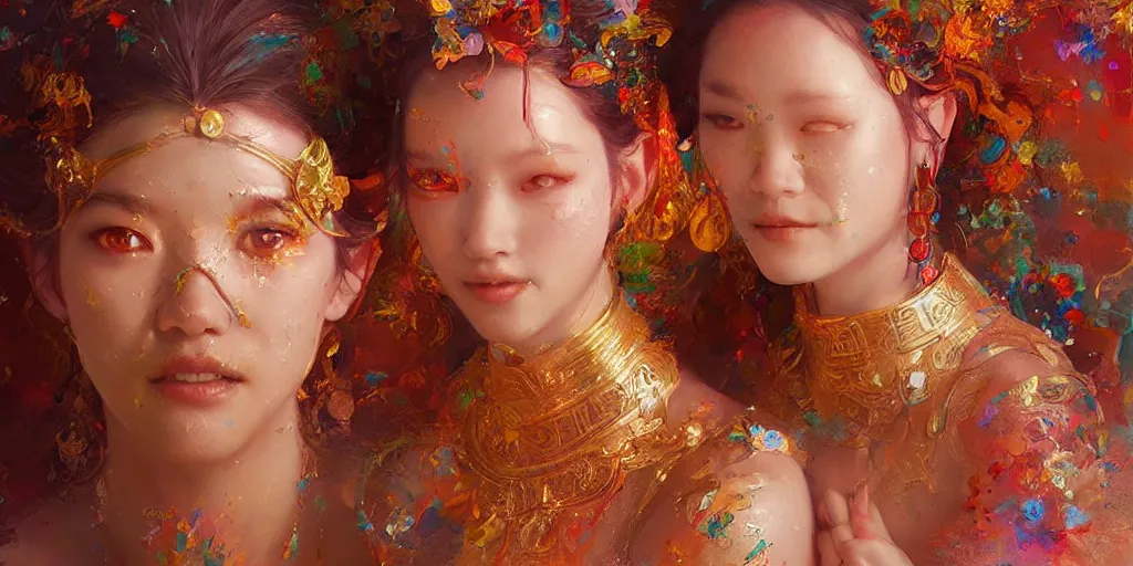 Image similar to Psychedelic portrait of a smiling Goddess by Stanley Artgerm Lau, Ruan Jia and Fenghua Zhong