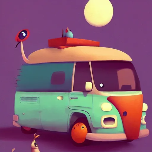 Image similar to goro fujita ilustration a nice hippie van, painting by goro fujita, sharp focus, highly detailed, artstation