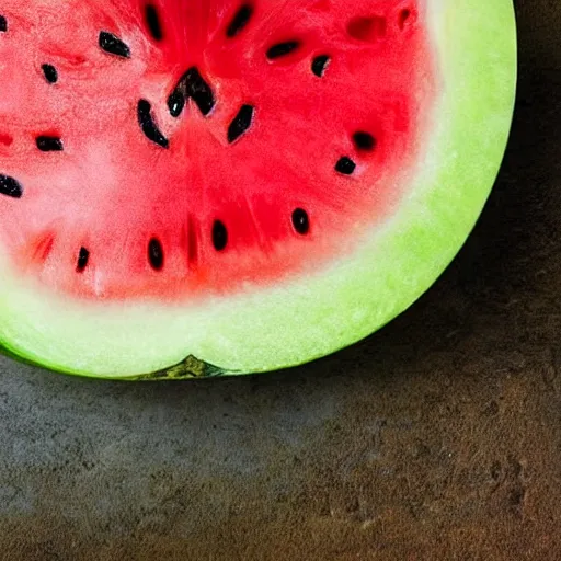 Image similar to a slice of water melon with the face of mel gibson