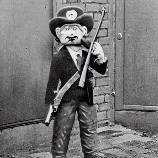 Prompt: leprechaun in the ira, historical photograph, restored, gun, irish, terrorism