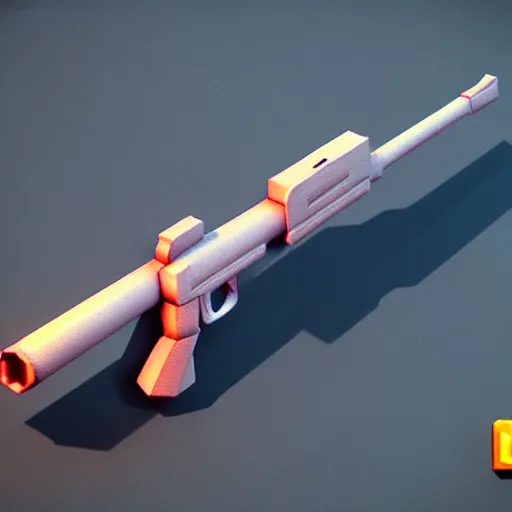 Prompt: isometric 3 d weapon, low poly, soft render, handpaint texture, blender, 3 dcoat