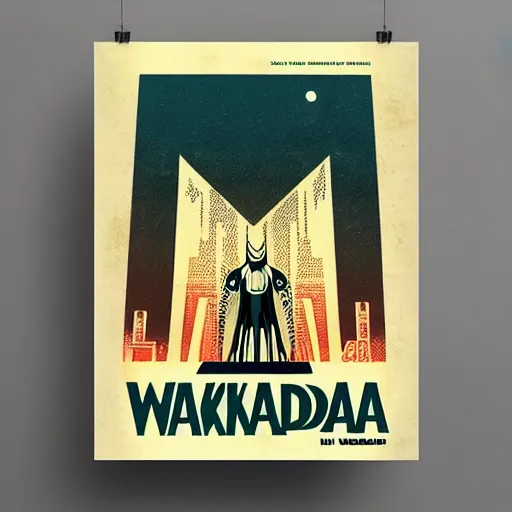 Prompt: “Mid Century Modern Poster of Wakanda”
