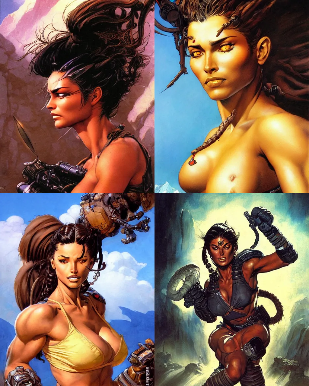 Prompt: portrait, loba andrade from apex legends, by greg staples, frank frazetta, dorian cleavenger, boris vallejo, sharp focus, intricate, summer day, sunlight, soft lighting, detailed