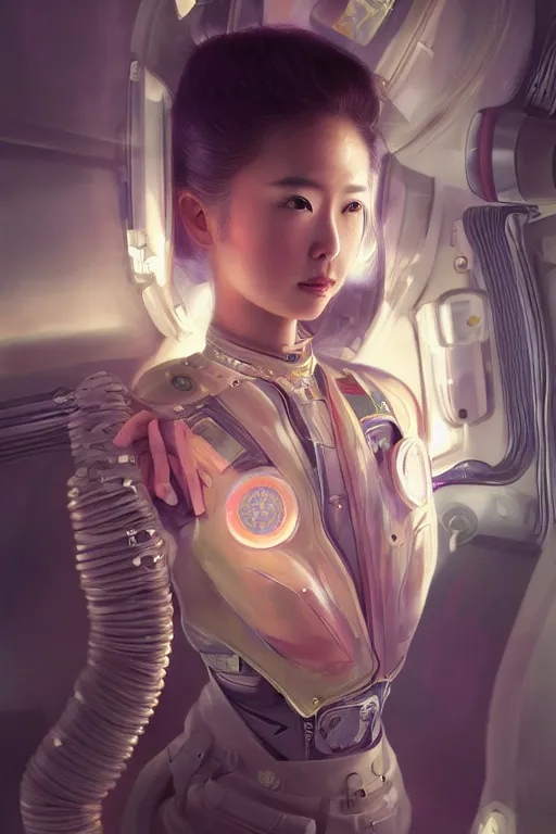 Prompt: portrait futuristic beautiful japanese Airforce armored pilot Girl, at inside of future fighter aircraft, ssci-fi, fantasy, intricate, very very beautiful, elegant, human anatomy, neon light, highly detailed, digital painting, artstation, concept art, soft light, smooth, sharp focus, illustration, art by tian zi and WLOP and alphonse mucha