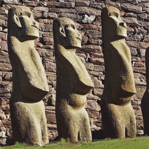 Prompt: people praying to an easter island statue, highly detailed, intricate