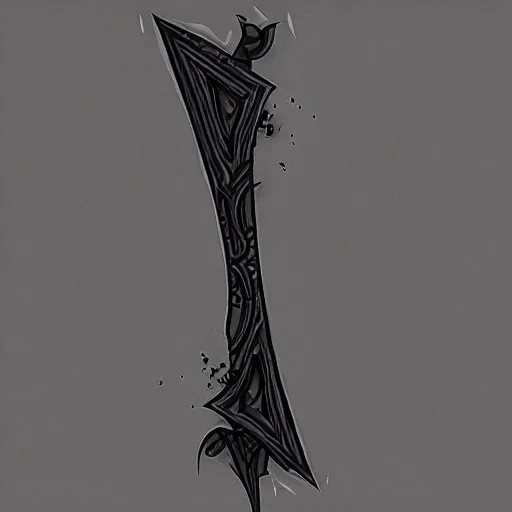 Prompt: an evil black sword on a blank background. diagonal composition ( concept art, magic the gathering illustration )