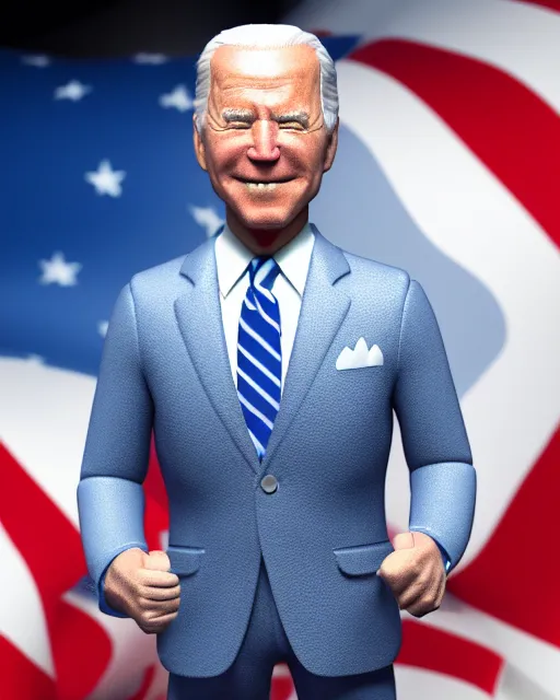 Image similar to full body 3d render of joe biden as a funko pop, studio lighting, white background, blender, trending on artstation, 8k, highly detailed