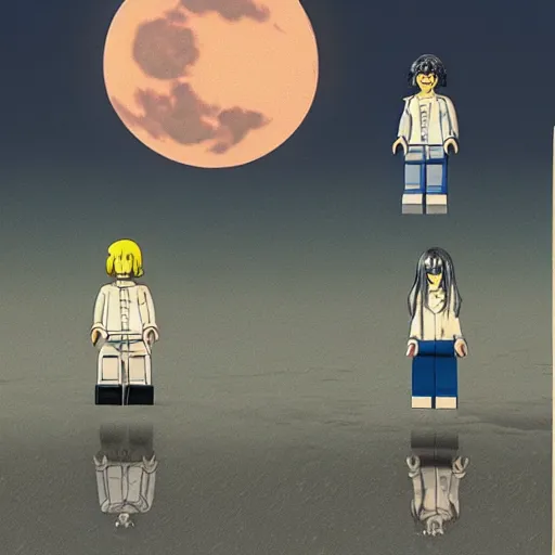 Image similar to Legoshi from Beastars standing at a moonlit beach, modern anime style