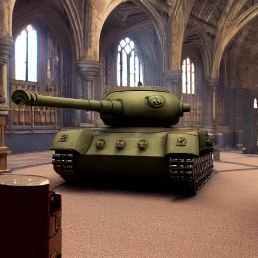 Image similar to Photo of a tank in Hogwarts common room